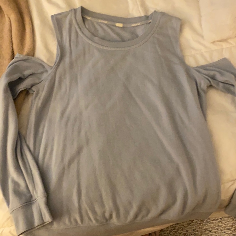 Large garage cold shoulder sweatshirt
